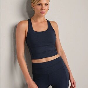 RHONE heather navy longline bra